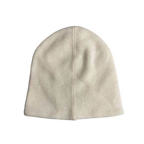 The Cashmere Project Cream 100% Cashmere Knit Beaded Pearl Bonnet Beanie OS